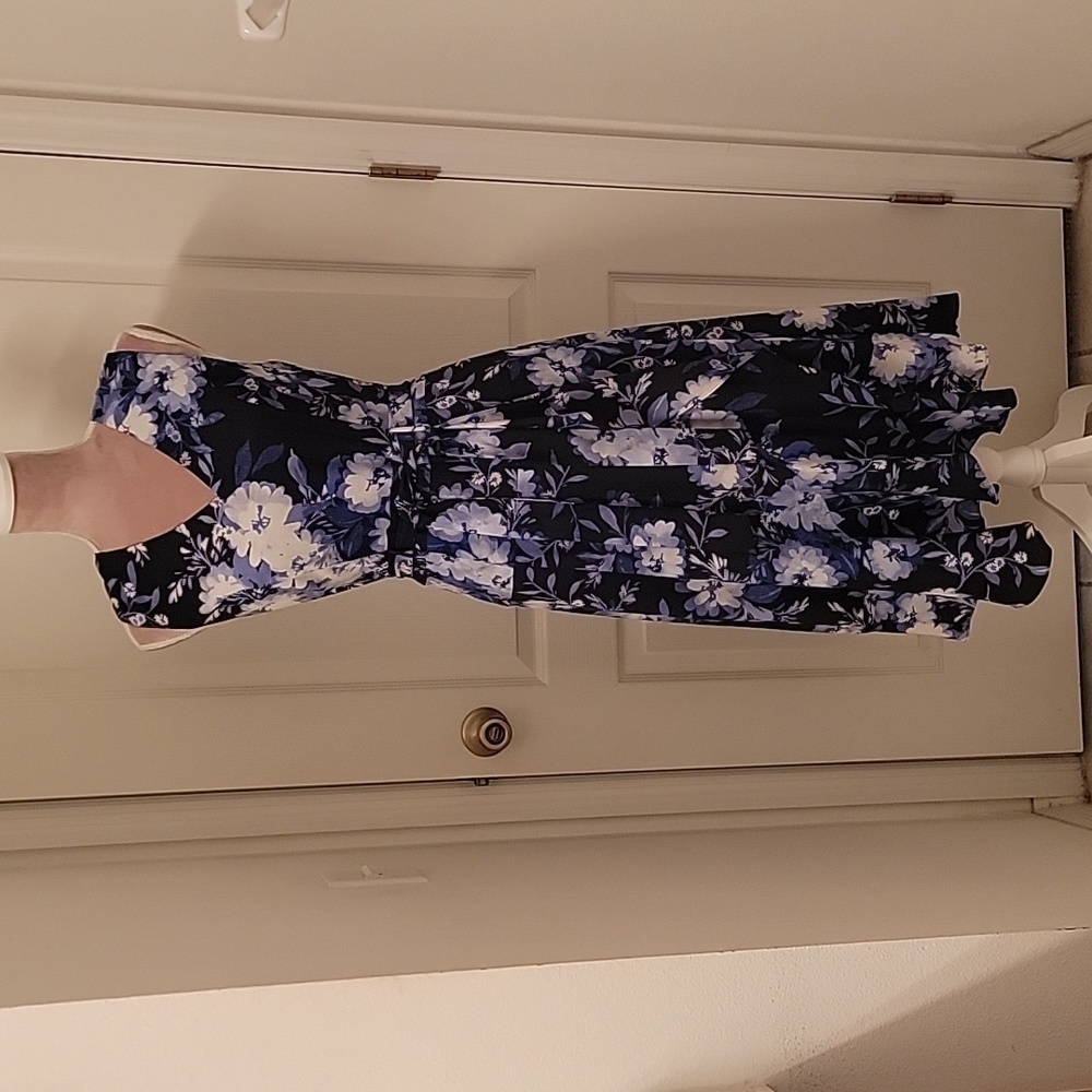 NWT ~RARE~ Calvin Klein Size 4 Tie-Waist Floral V-Neck Dress